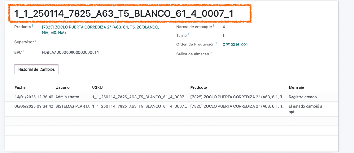 Producto identificado por USKU