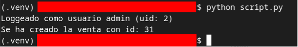 Resultado: venta creada con id 31
