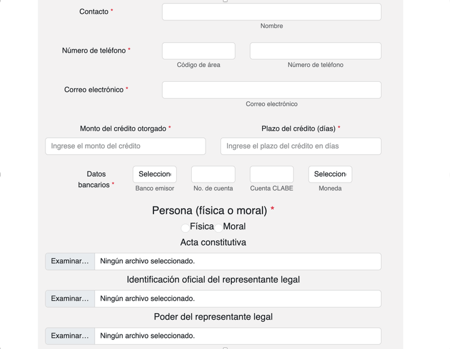 Subida de documentos según persona física o moral