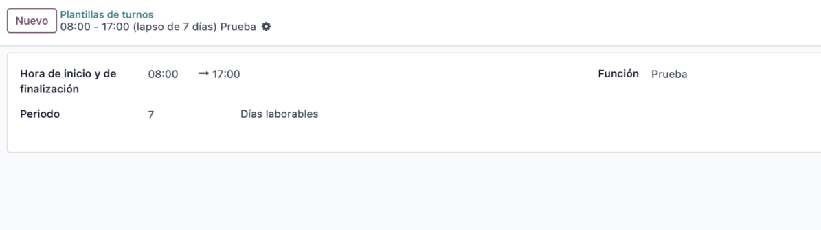 Plantillas de turnos para reusar configuraciones