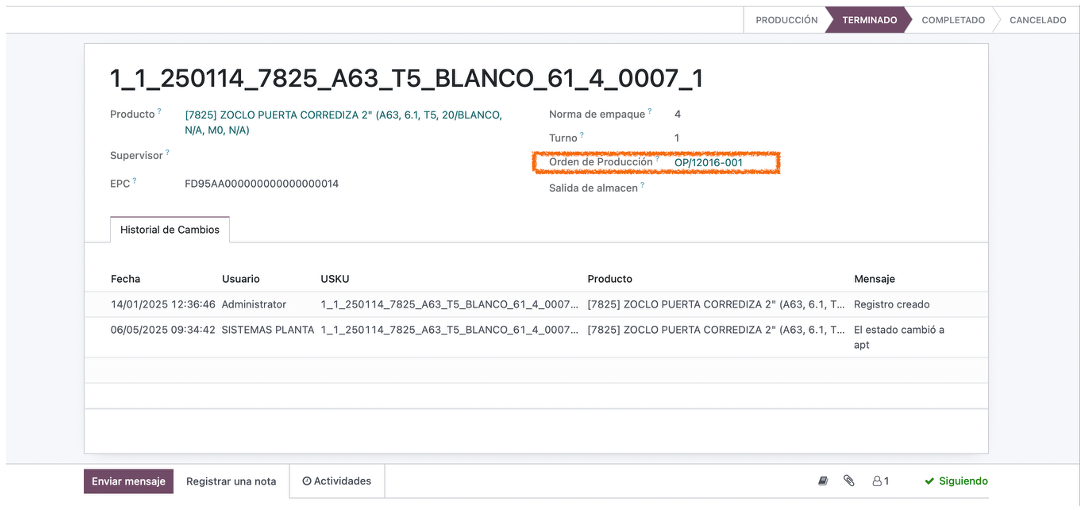 Etiqueta RFID lista para acompañar al producto