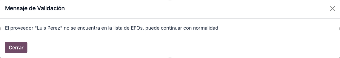 Resultado de la verificación EFOS — RFC no encontrado