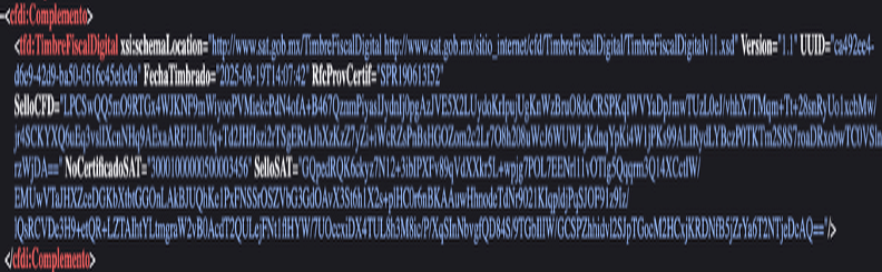 UUID y datos de timbrado extraídos