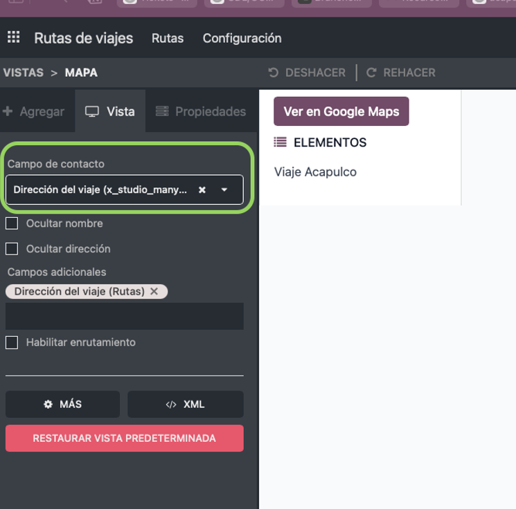 Configurar el campo Contacto con la dirección relacionada