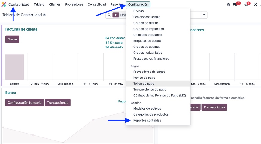 Acceso a reportes contables desde Configuración