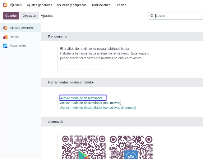 Activar modo desarrollador