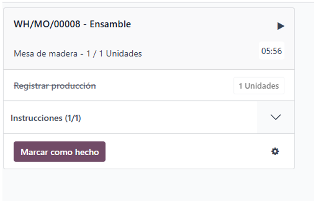 Centro Ensamble con su instrucción
