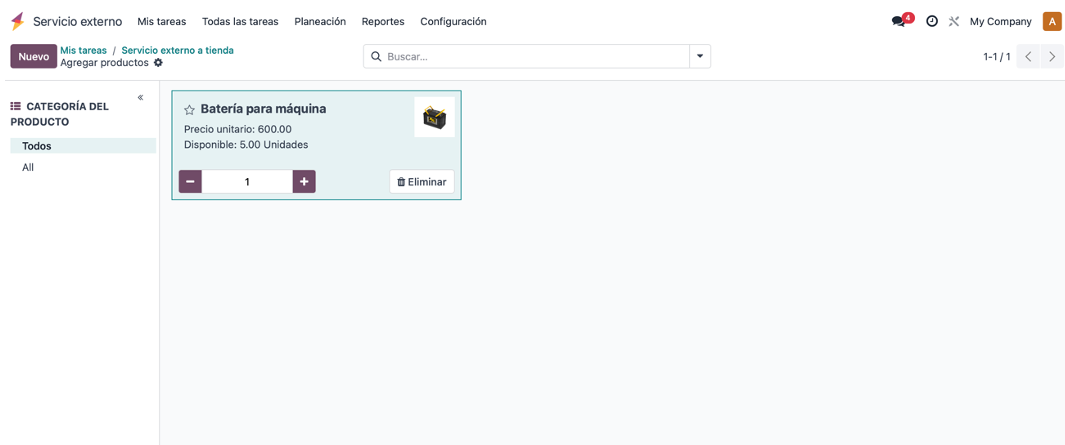 Producto agregado al ticket
