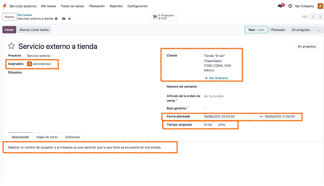 Formulario completo del ticket