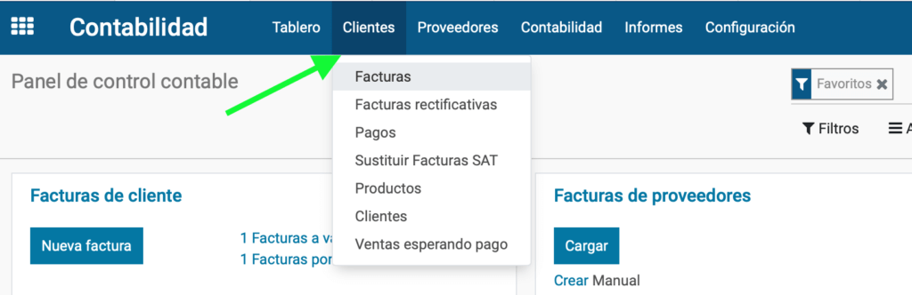 Menú Clientes › Facturas