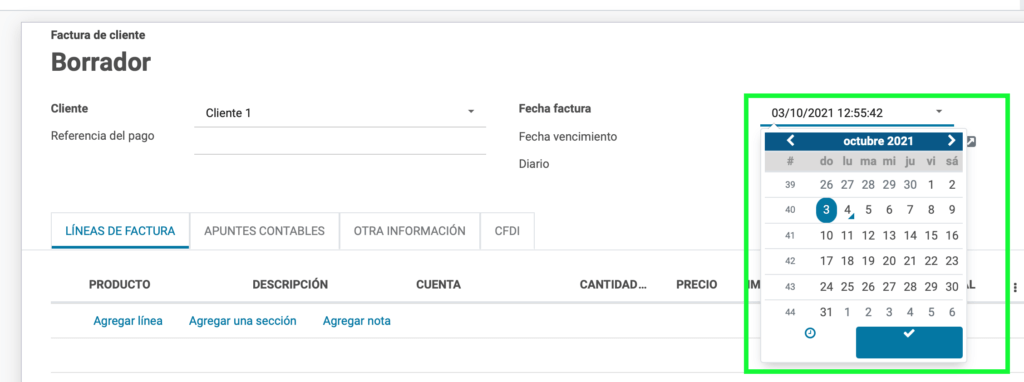 Fecha de la factura