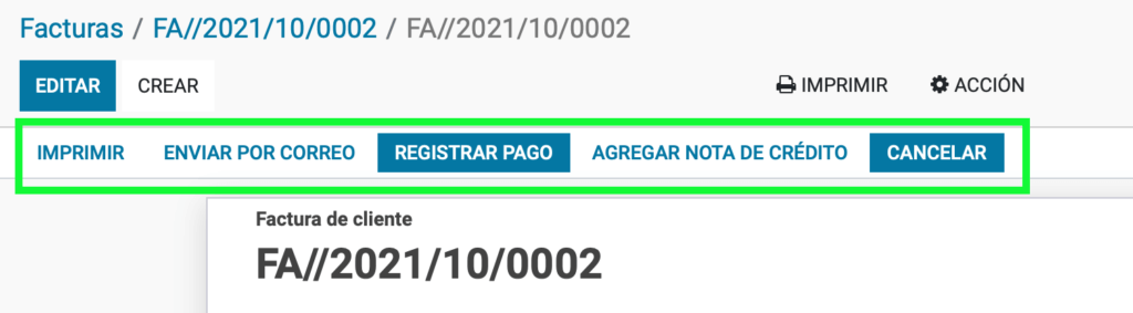 Opciones tras timbrar la factura