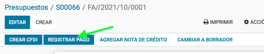 Botón Registrar pago