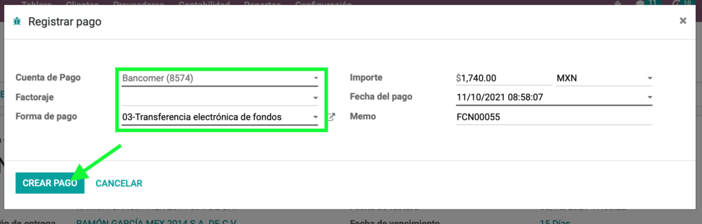 Formulario de pago