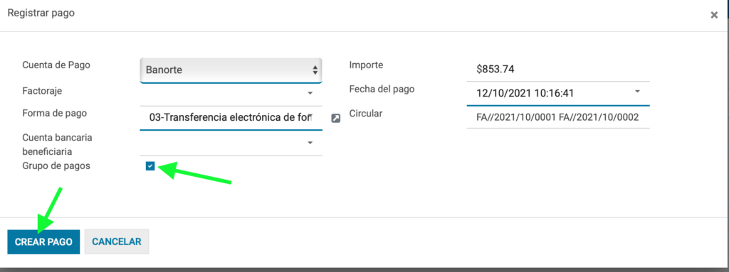 Check Agrupar pagos