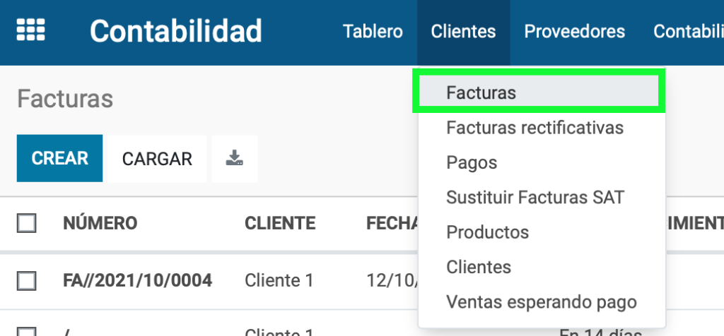 Lista de facturas