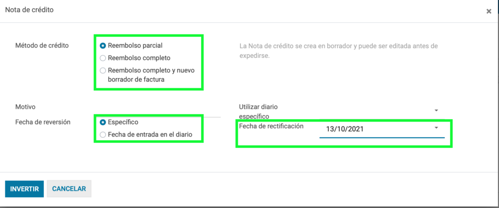 Asistente de nota de crédito
