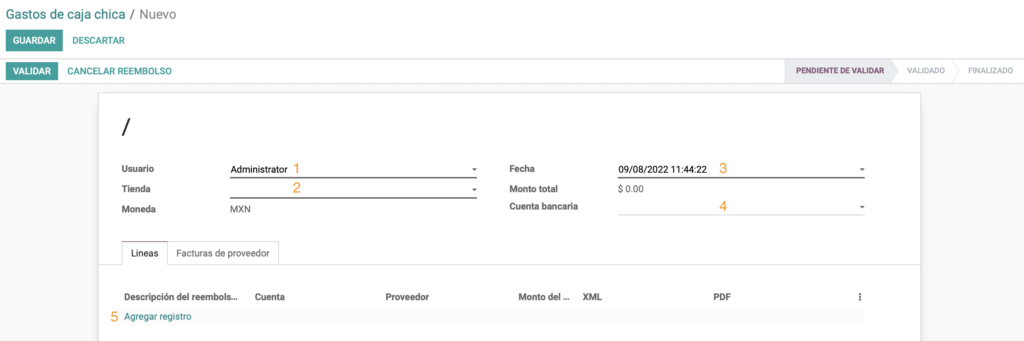 Datos generales de la solicitud
