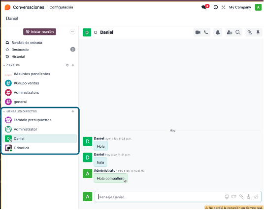 Iniciar conversación directa con un usuario