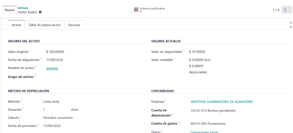Tabla de depreciación planificada
