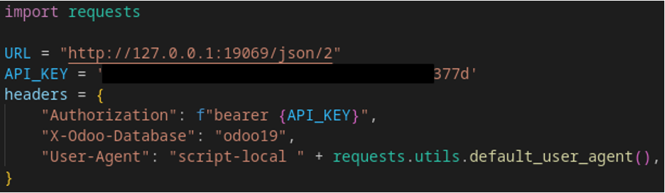 Configuración de credenciales en el script Python