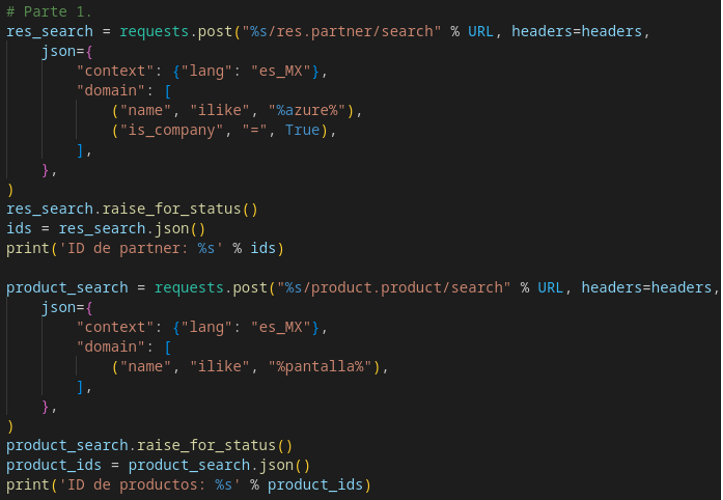 Estructura general del script en partes