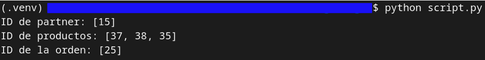 Resultado: venta creada con id 25