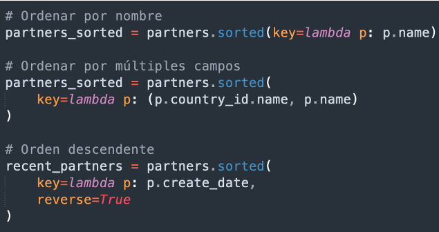 Ejemplo de uso del método sorted