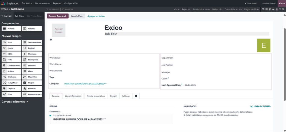 Configuración de campos personalizados con Studio