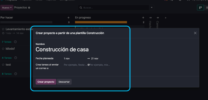 Listado de plantillas disponibles