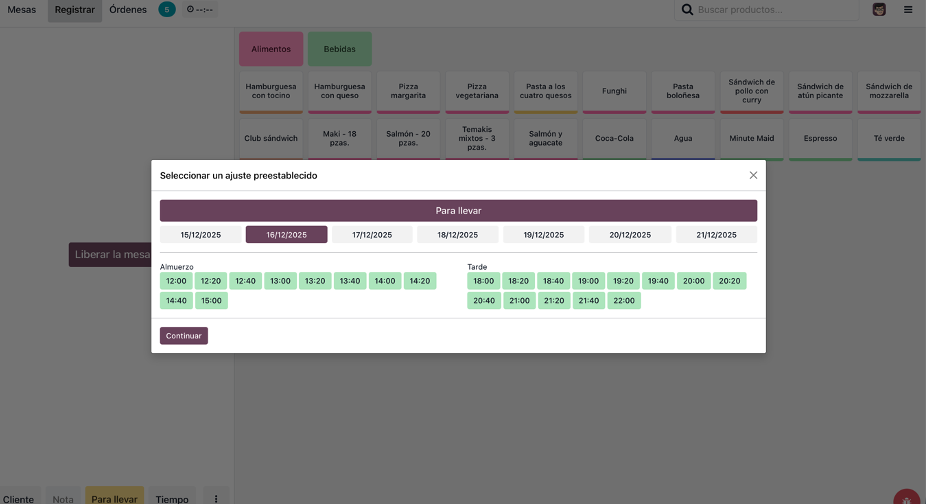 Confirmación con datos del cliente y horario asignado
