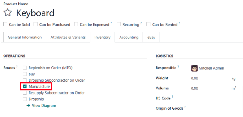 Activar Work Orders en Settings de Manufacturing