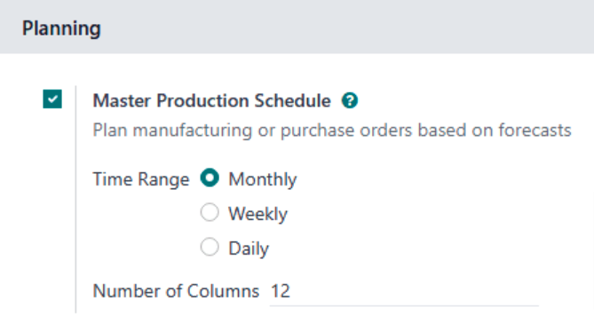 Activar Master Production Schedule