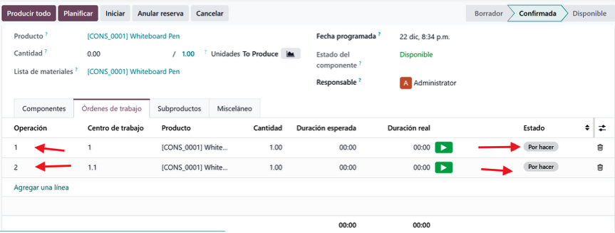 Dependencias entre Work Orders