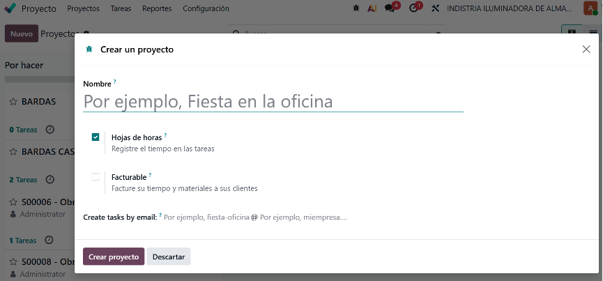 Configuración de un proyecto en Odoo 19