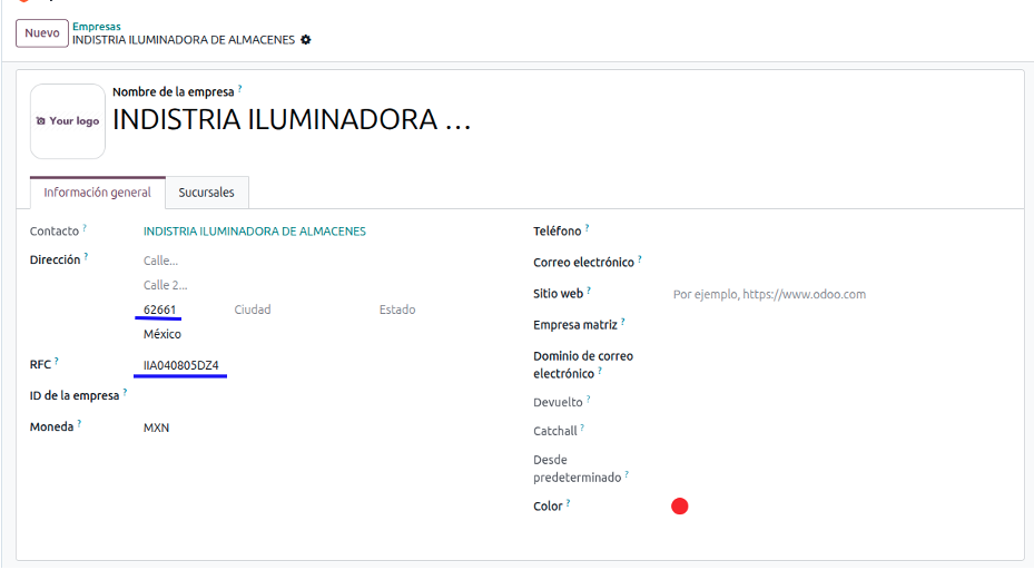 Configuración fiscal de la empresa con certificados