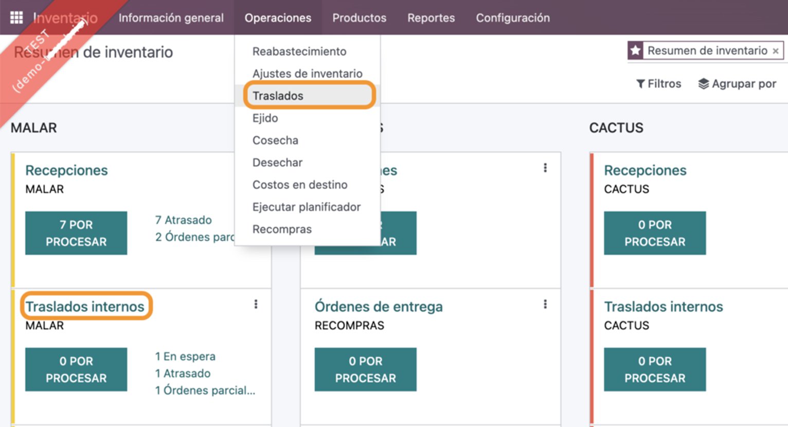 Acceso a traslados desde el módulo