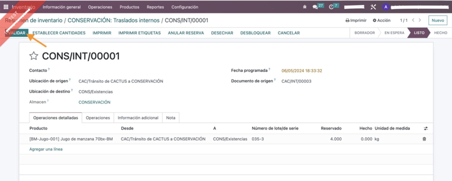 Recepción y validación con todo el producto