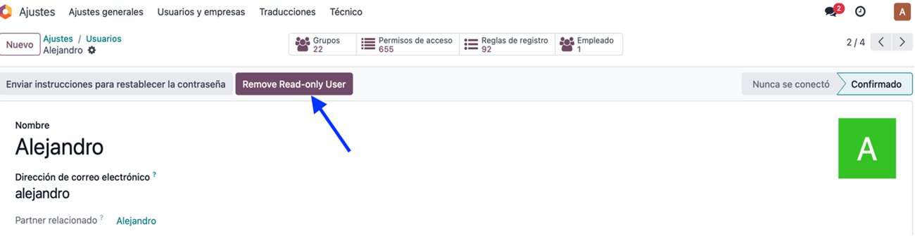 Configuración de permisos de solo lectura en el usuario