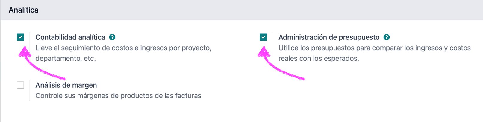 Activación de los dos checks de analítica
