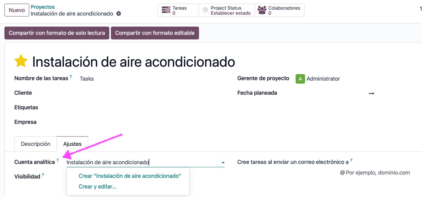 Cuenta analítica asignada al proyecto