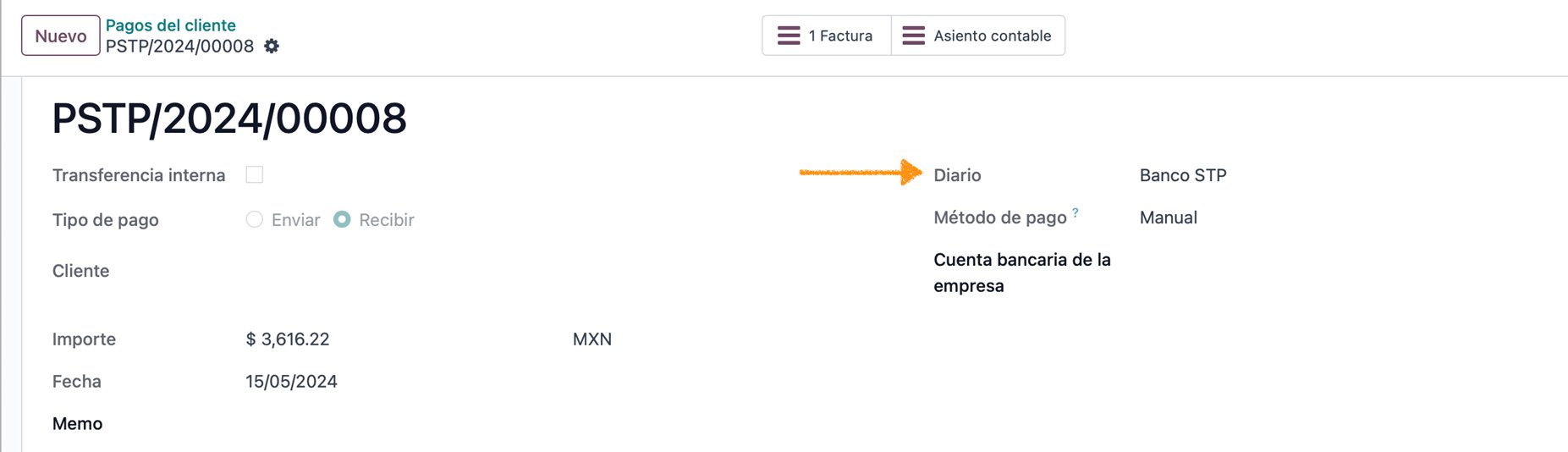 Pago registrado automáticamente por Odoo Bot