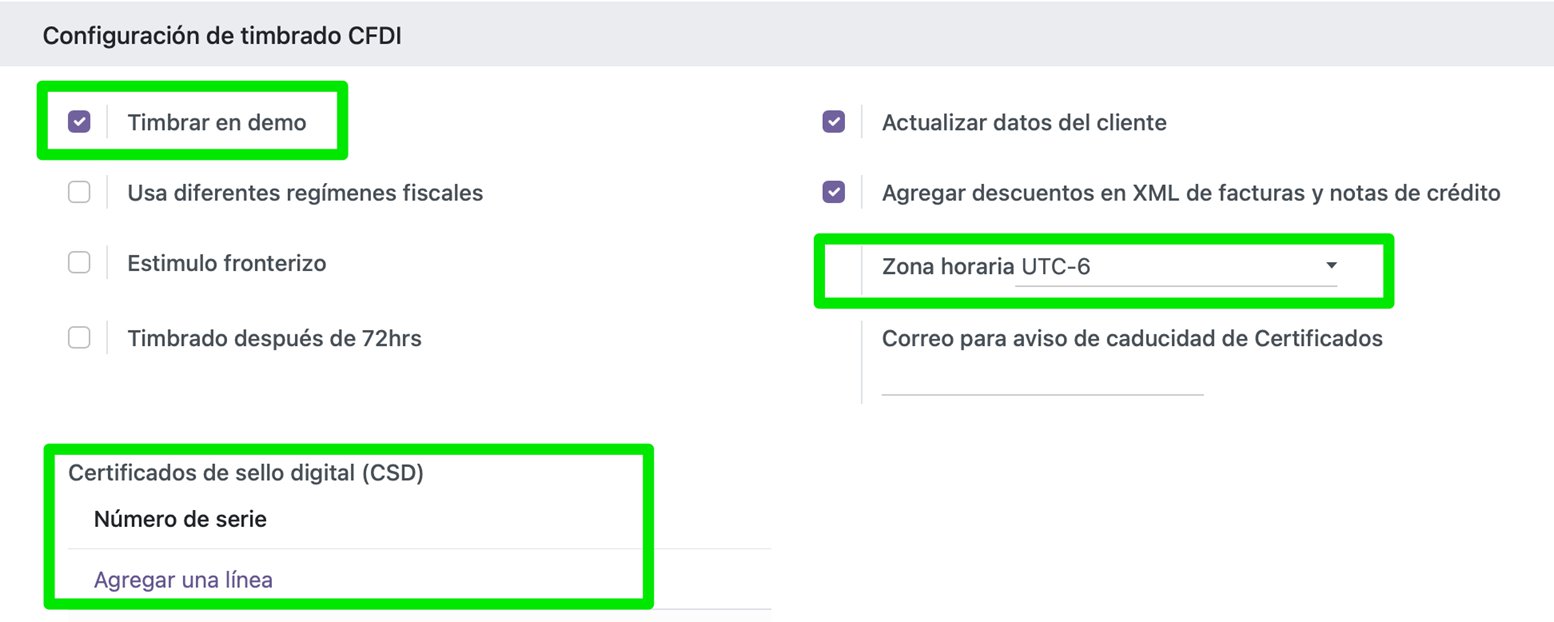 Parámetros de modo demo