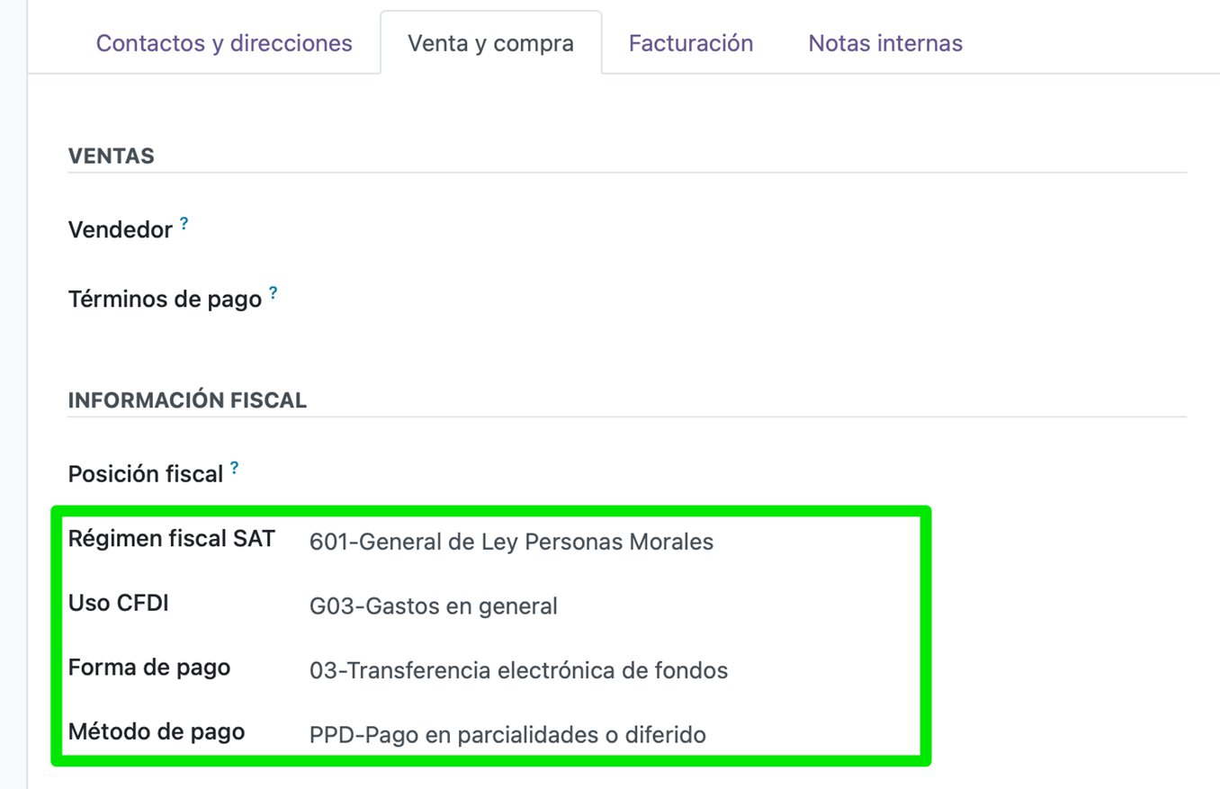 Pestaña Venta y Compra del cliente