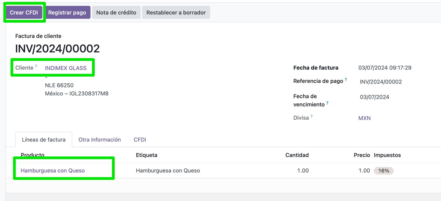 Botón Crear CFDI en factura confirmada