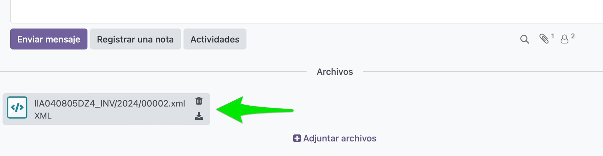 XML adjuntado a la factura