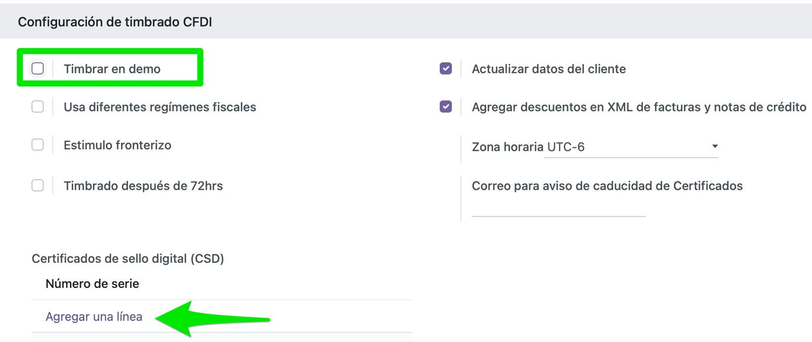 Desactivar modo demo