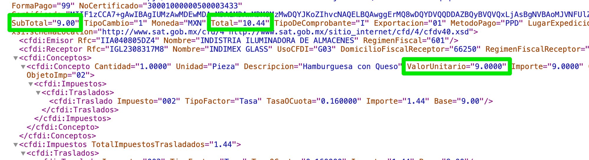 XML con precio descontado