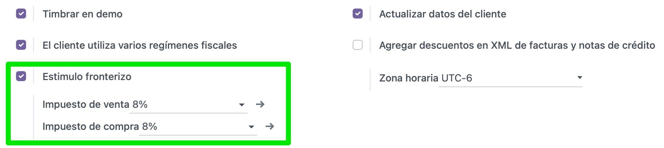 Configuración del estímulo fronterizo
