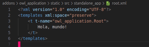 Plantilla XML del componente Root